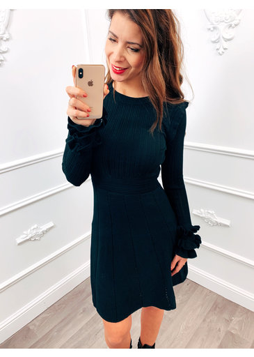 Collectie Blush Fashionstore Oversized Col Dress Zwart Blush Fashionstore