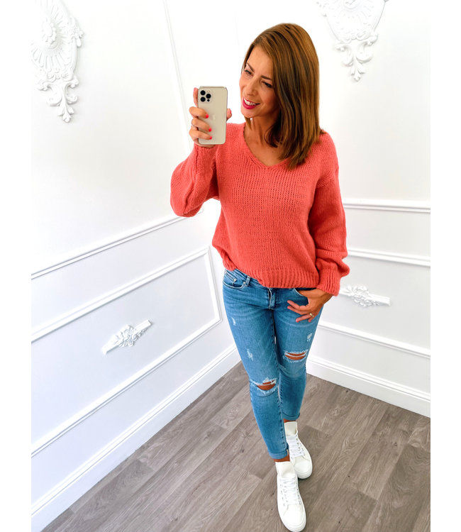 Trui Knitted Koraal - Blush Fashionstore