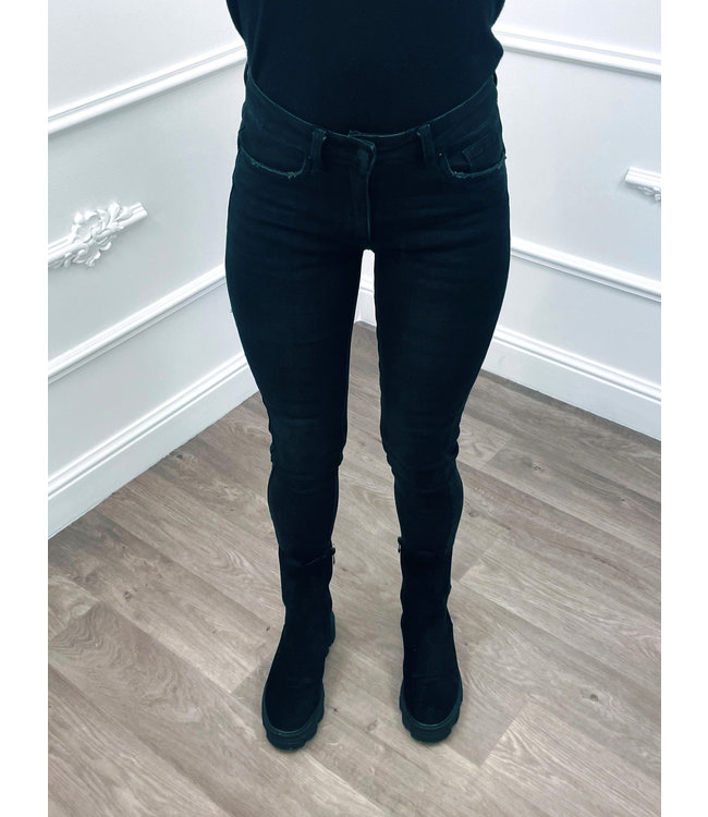 Donkergrijze Basic Heren Skinny Jeans - Black-Leo.nl