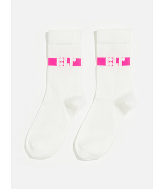 Bellerose Bellerose witte sokken met fluo roos accent