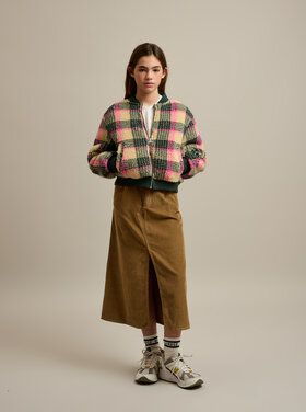 Bellerose Bellerose lange, bruine ribfluwelen rok