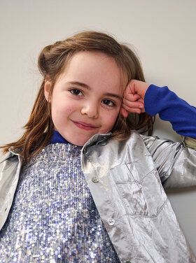 Maan Maan zilveren glittertop met pajetten