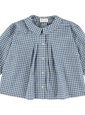 Morley Morley blauw bloesje met subtiele ruitjesprint