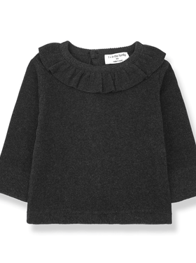 1+ in the family 1+ in the Family 42H Longsleeve met sierlijke kraag in anthracite