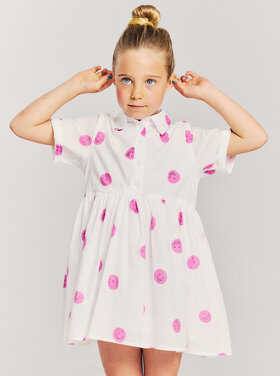 Morley Morley witte korte jurk met roze smiley's