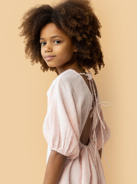 Simple Kids Simple Kids roze jurk met open rug