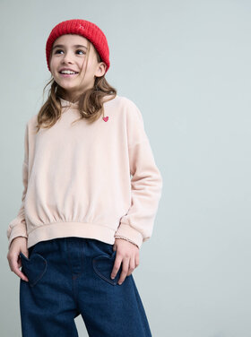 Búho Buho 62H 5412 VELVET HOODIE CREAM PINK