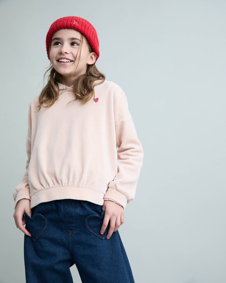 Búho Buho 62H 5412 VELVET HOODIE CREAM PINK