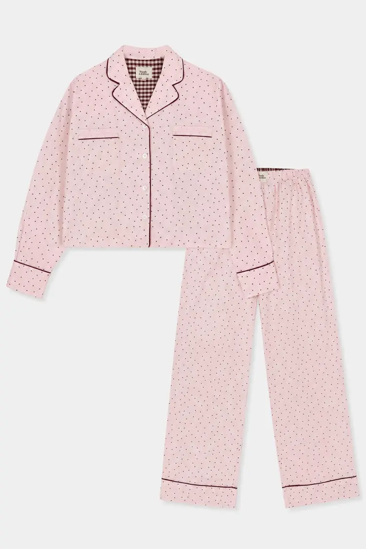 Woody WOODY 62H Meisjes pyjama, roze bolletjes print 968