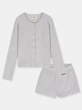 Woody WOODY 62H Meisjes pyjama, licht grijs melange 129