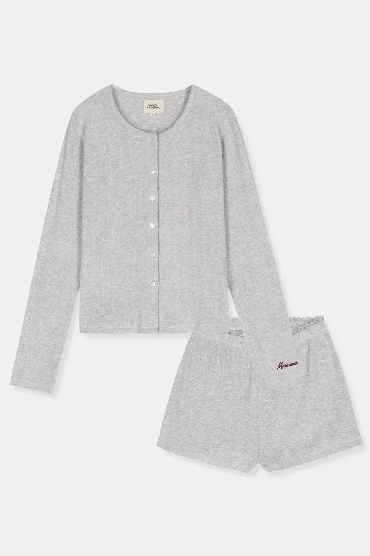 Woody WOODY 62H Meisjes pyjama, licht grijs melange 129