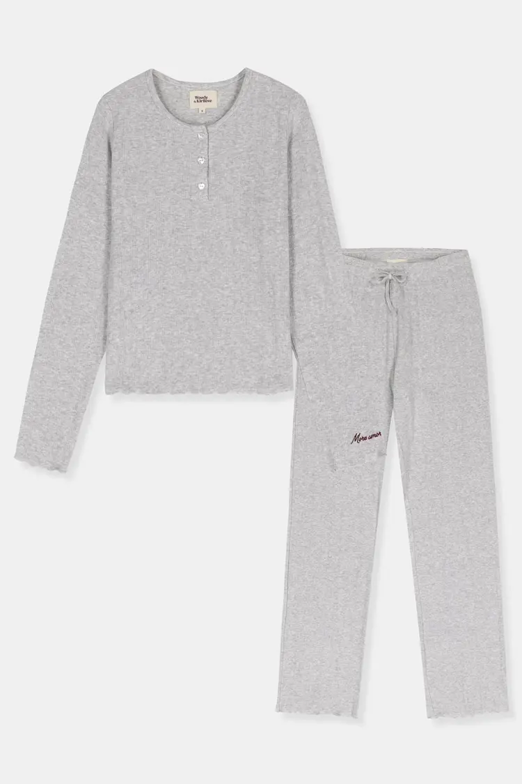Woody WOODY 62H Meisjes pyjama, licht grijs melange 129