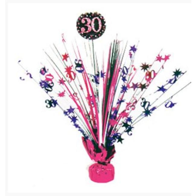 Feestartikelen 30 jaar tafel decoratie roze - zwart