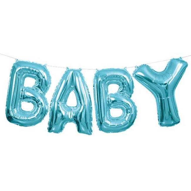 Baby tekst ballon slinger blauw