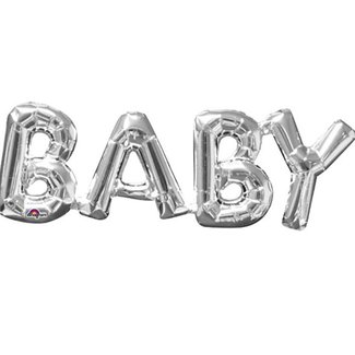 Baby tekst ballon zilver