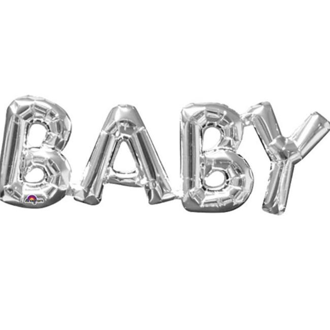 Baby tekst ballon zilver