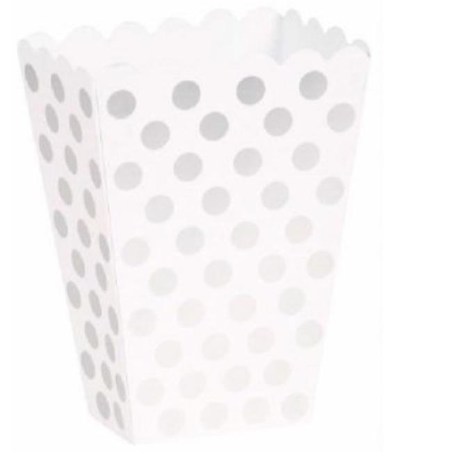 Popcorn bakjes polka dot zilver