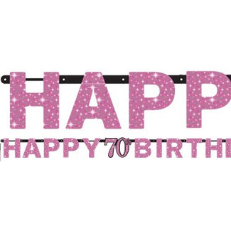 70 jaar happy birthday slinger roze