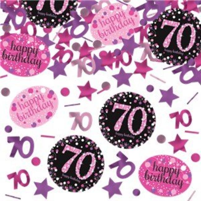 70 jaar confetti roze - zwart