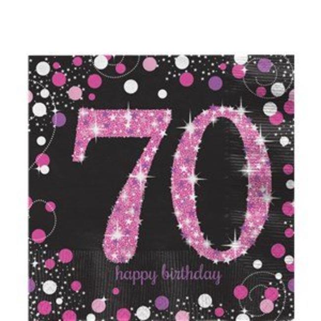 70 jaar servetten roze - zwart