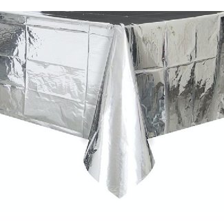 Feestartikelen Metallic zilver tafelkleed