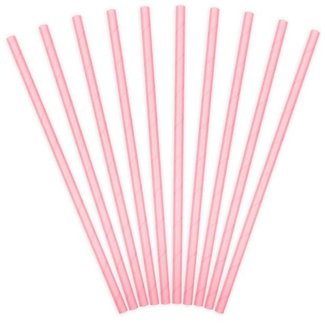 Feestartikelen Pastel roze papieren rietjes