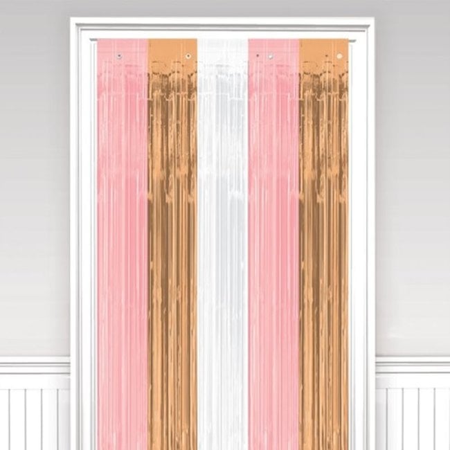 Feestartikelen rosé goud - roze - wit deur gordijn