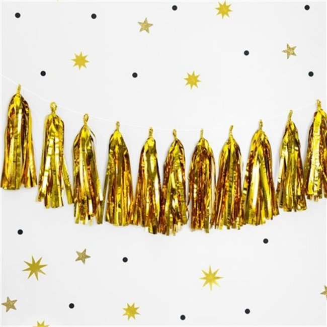 Feestartikelen Metallic goud tassel garland