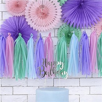 Feestartikelen Tassel garland pastel