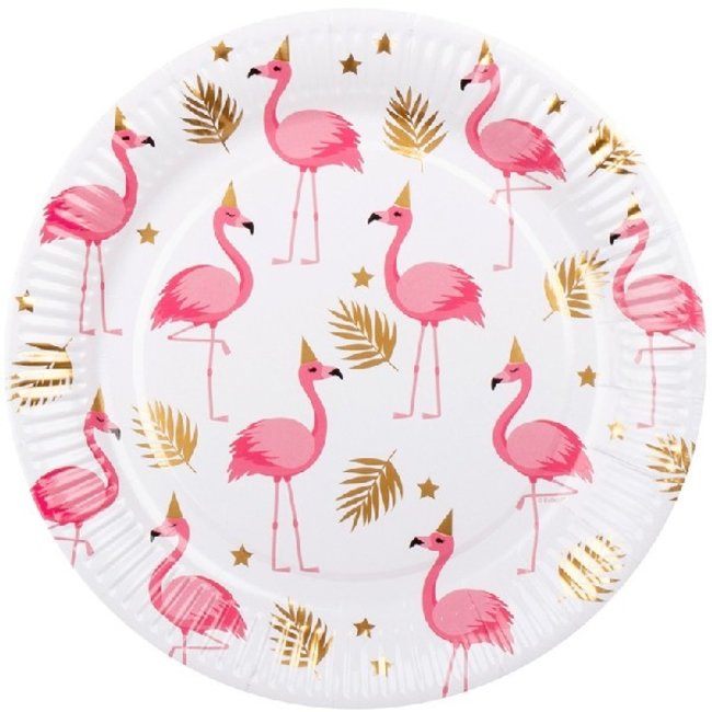 Feestartikelen Flamingo borden roze