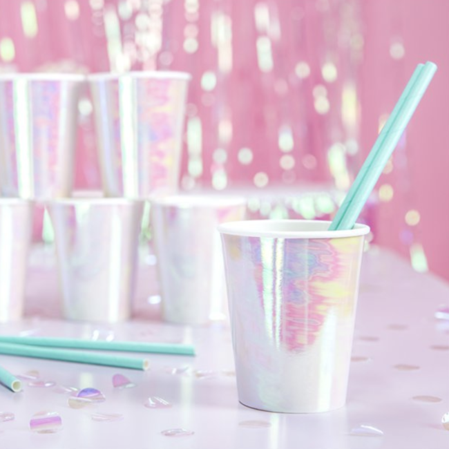 Partydeco Bekers iridescent