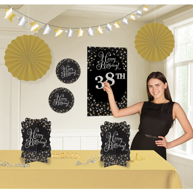 Sparkle decoratie set goud - zwart