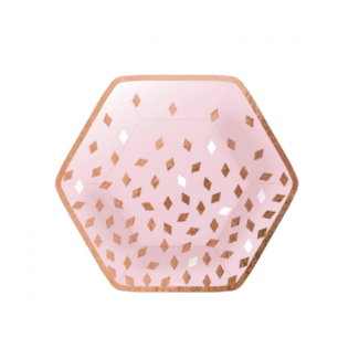 Feestartikelen Rosé goud confetti borden