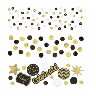 Feestartikelen Celebrate confetti goud - zwart
