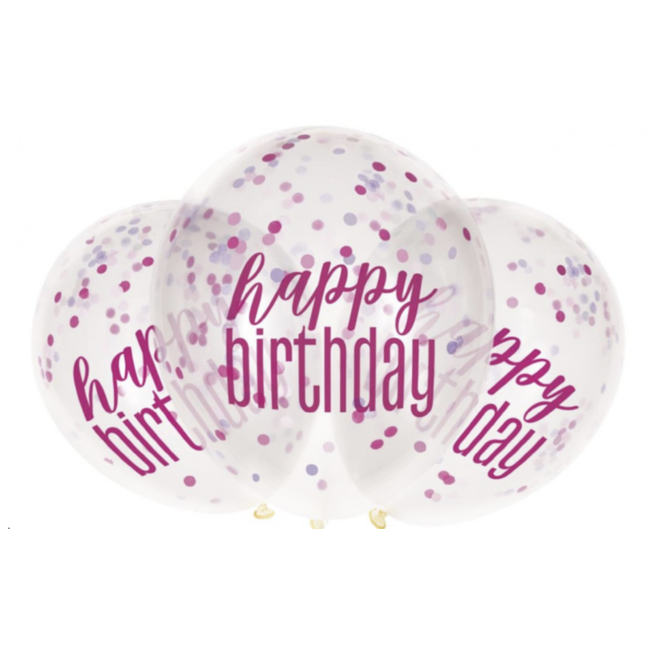 J-style-deco.nl Happy birthday confetti ballonnen roze