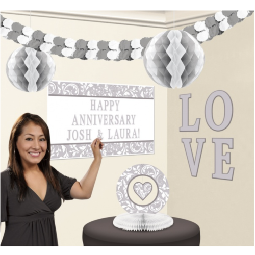 Feest decoratie set getrouwd zilver Feest decoratie set getrouwd zilver
