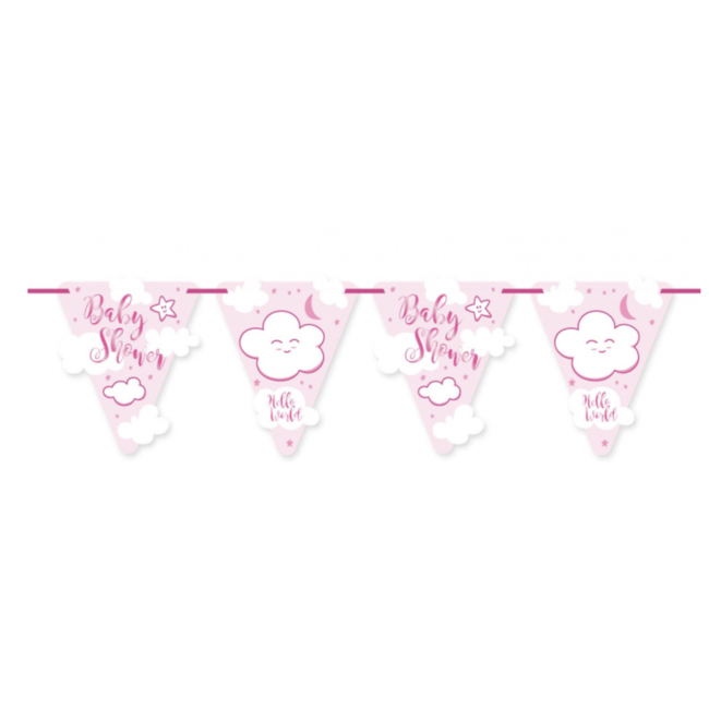 Folat  Babyshower wolkjes roze vlaggetjes