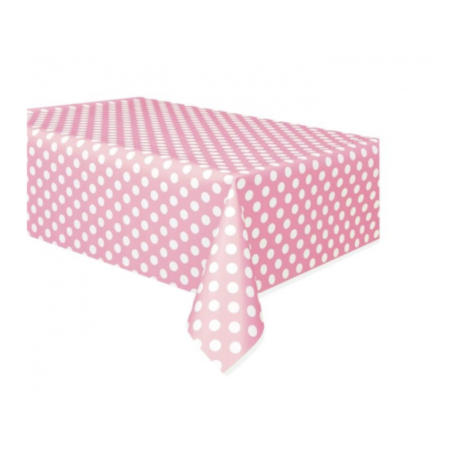 Feestartikelen Tafelkleed polka dot licht roze