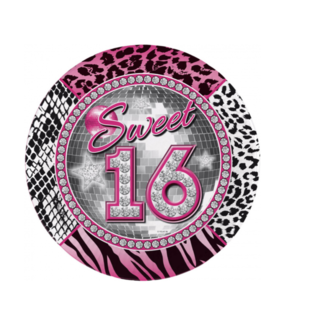 Folat  Sweet 16 borden roze - zwart