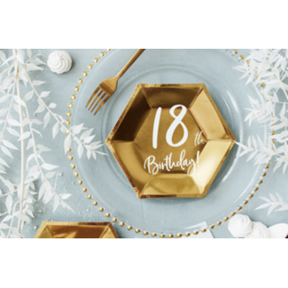 Partydeco 18 jaar borden metallic goud