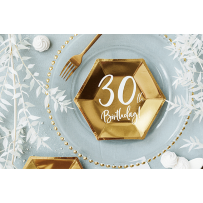 Partydeco 30 jaar borden metallic goud