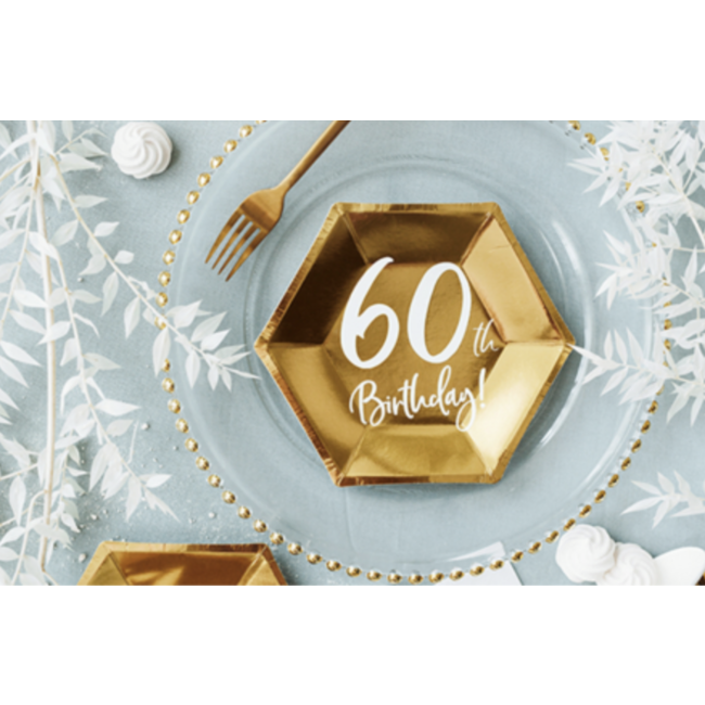 Partydeco 60 jaar borden metallic goud