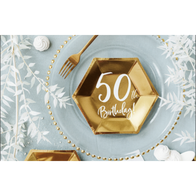 Partydeco 50 jaar borden metallic goud