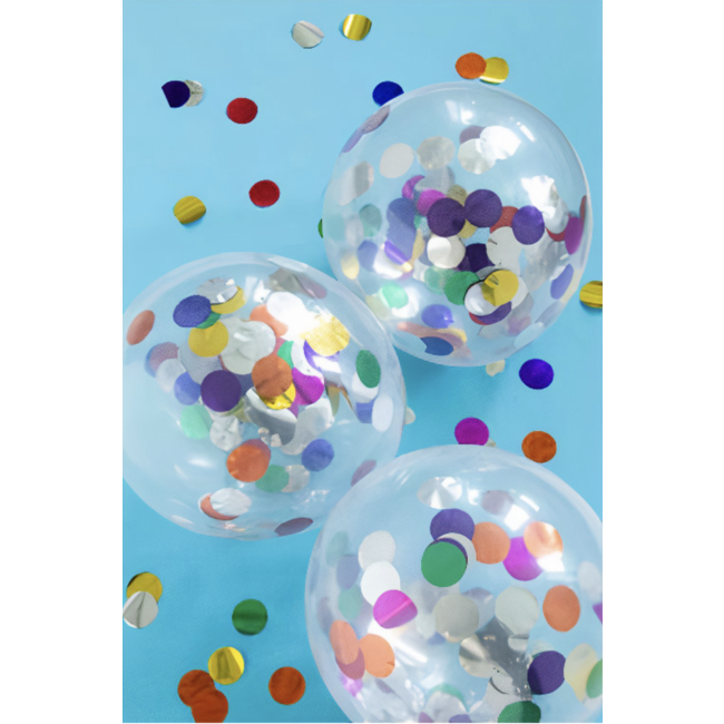 Folat  Ballonnen confetti metallic regenboog