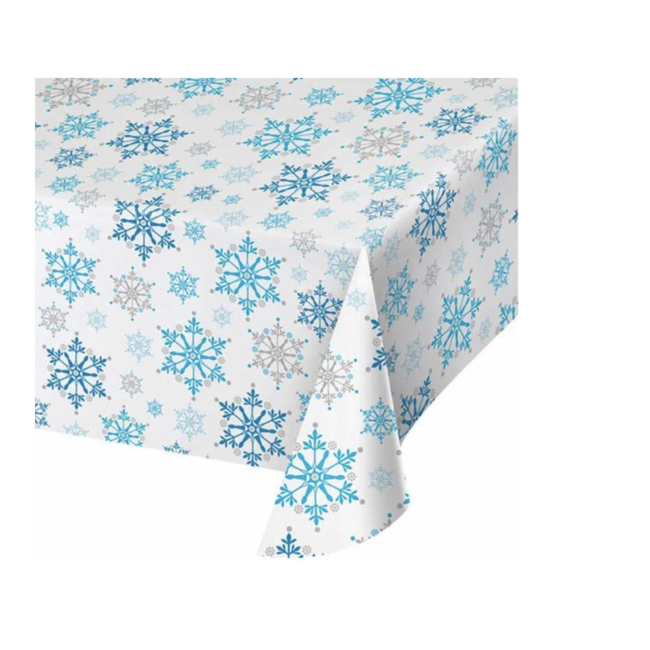 Feestartikelen Sneeuwvlok tafelkleed blauw - wit