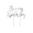 Partydeco Happy birthday taart topper zilver