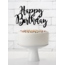 Partydeco Happy birthday taart topper zwart