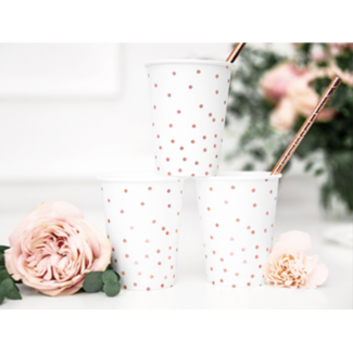 Partydeco Bekers rosé goud dots