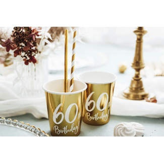 Partydeco 60 jaar bekers metallic goud