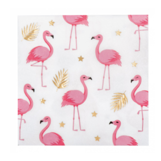 Feestartikelen Flamingo servetten roze - wit